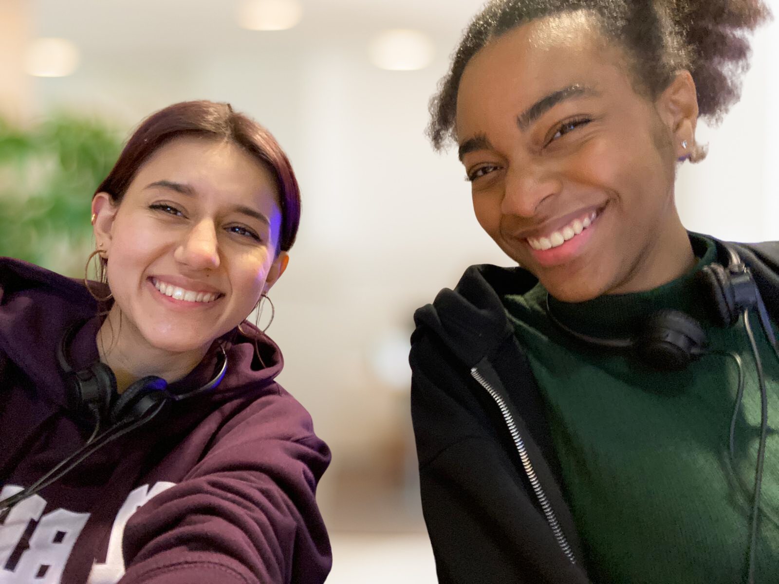 Two girls smiling at the camera