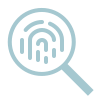 Icon image of fingerprint under magnifying glass