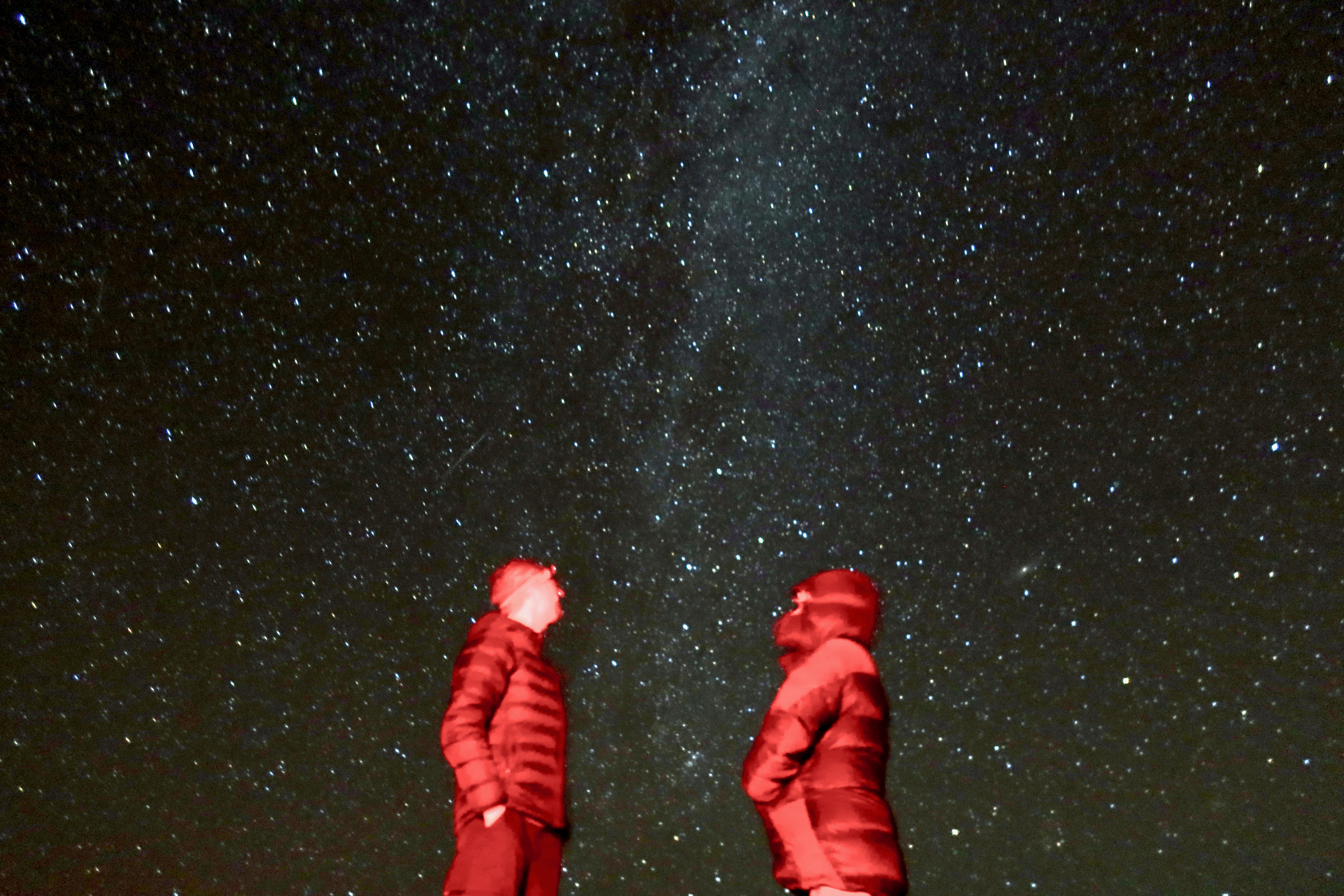 Two people looking at stars