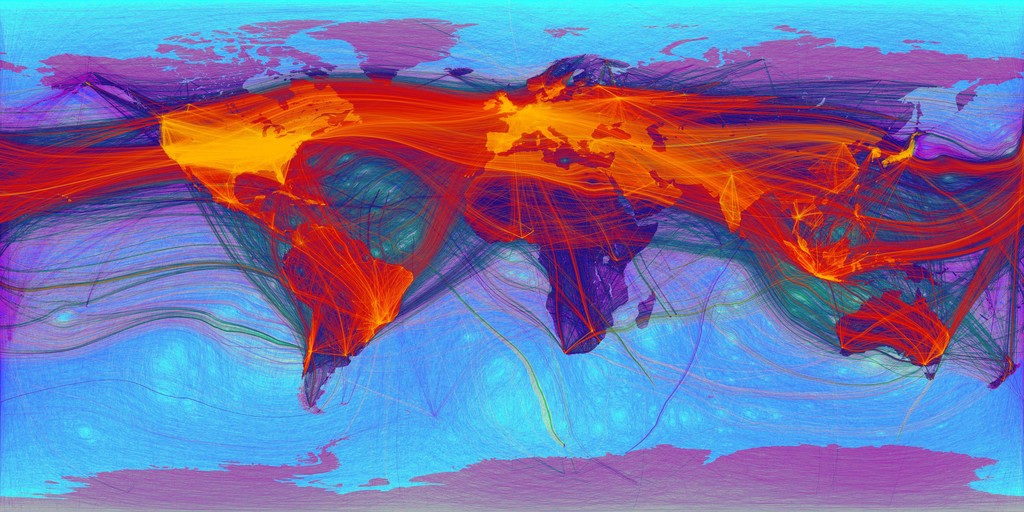 Map of connections around the world