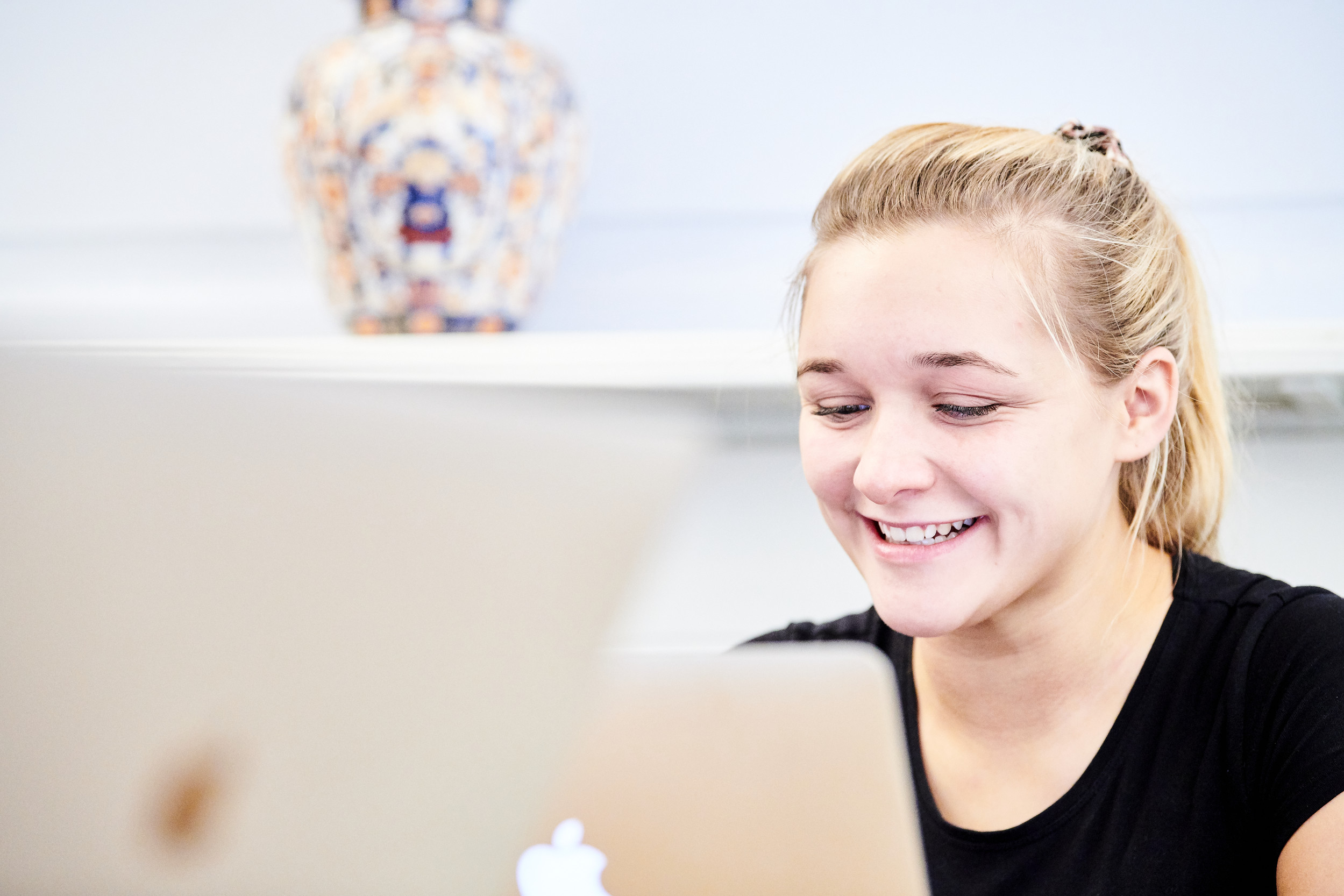 Student working on a laptop