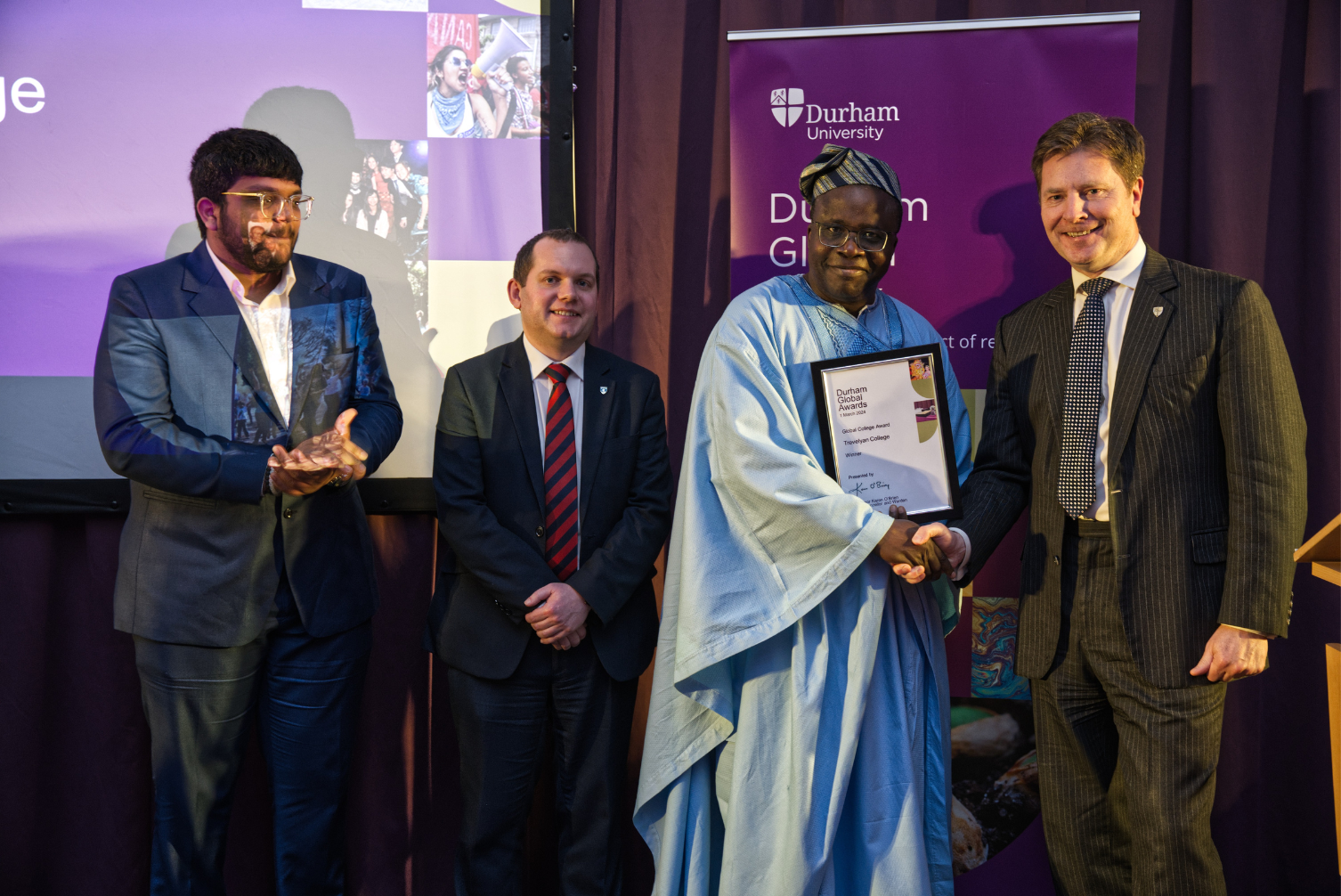 Representatives for Trevelyan College receiving the Global College Award 2024