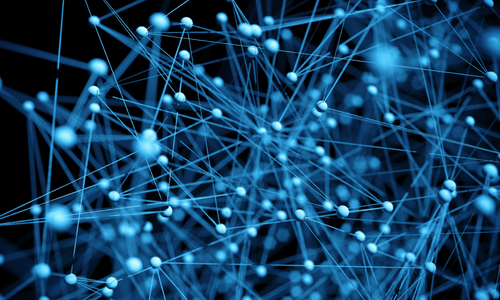 A digital illustration of connected molecules