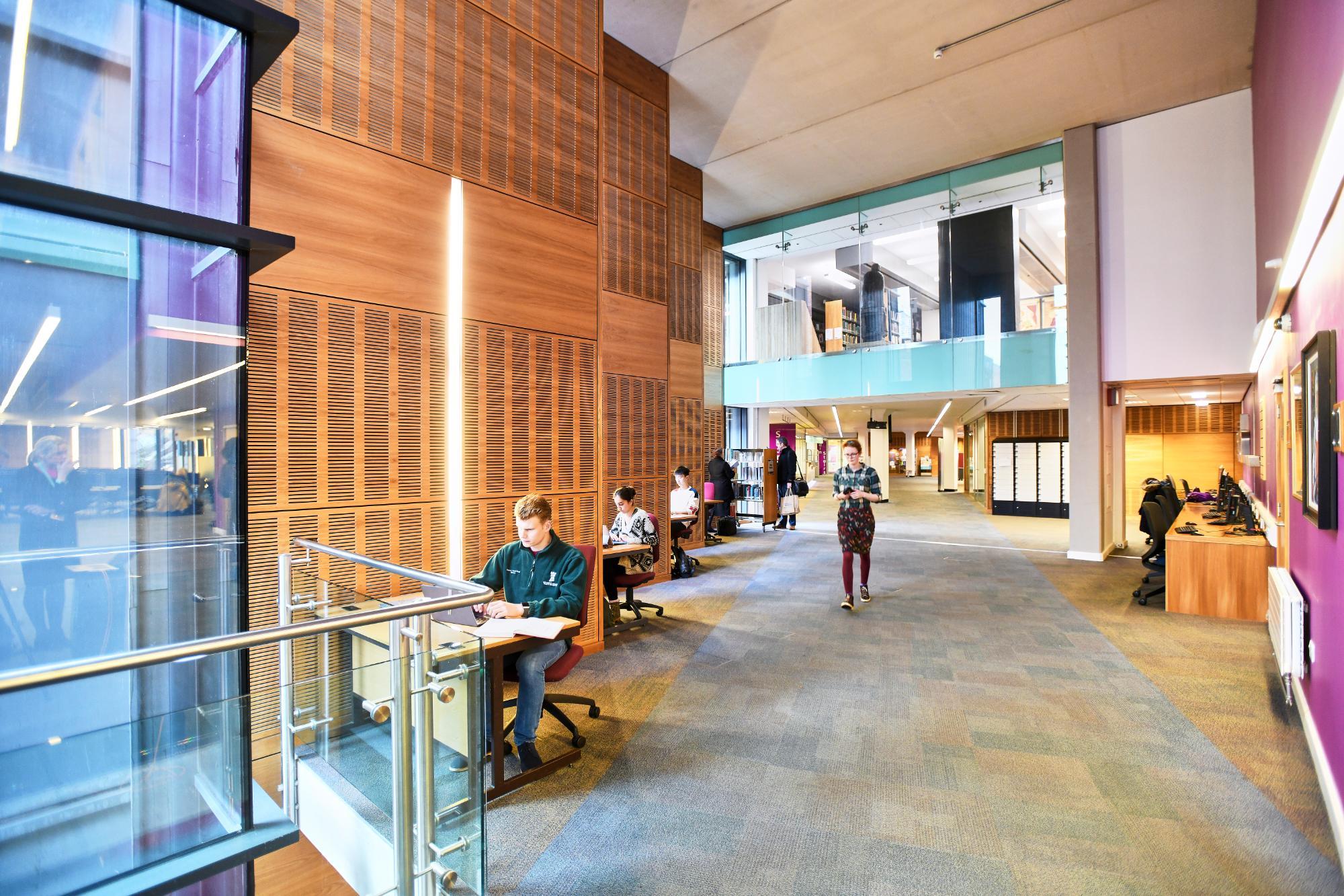 People visiting the Bill Bryson Library