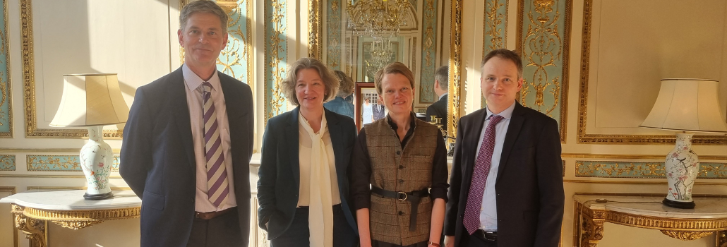 An image of Professor Robin Coningham and Vice-Chancellor and Warden, Professor Karen O’Brien at the UK Ambassador’s Residence in Brussels