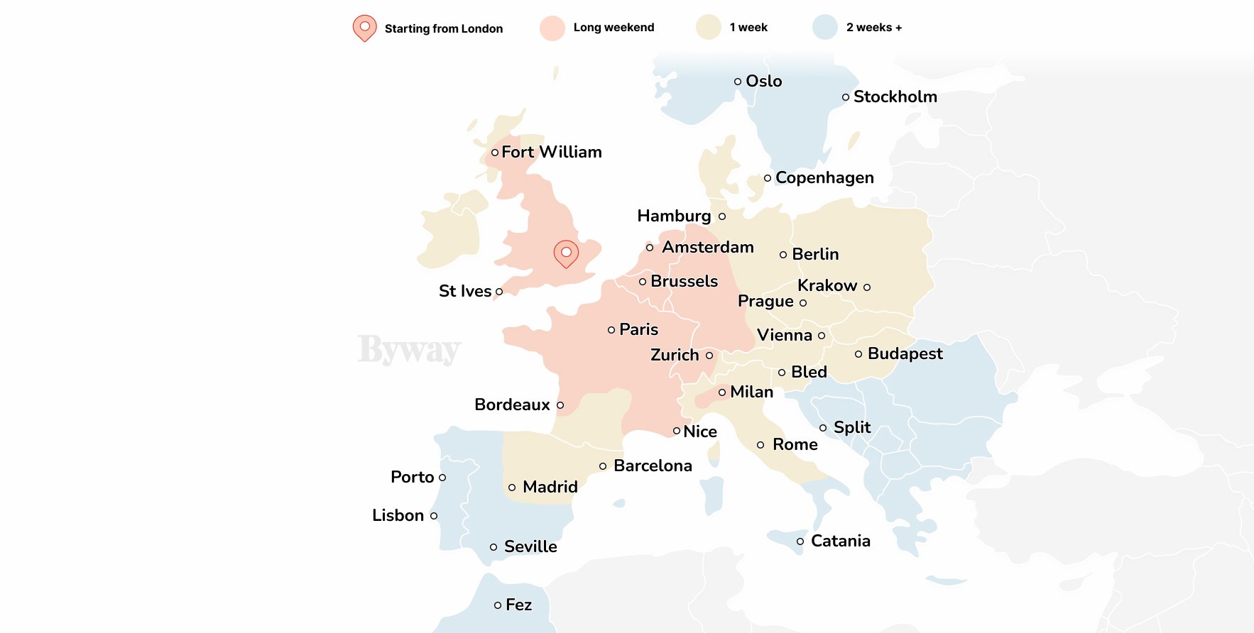 Europe Time-and-Distance Map