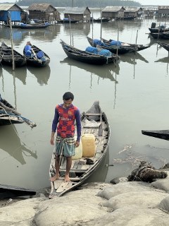 Man on boat in river